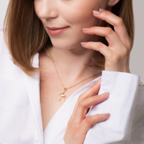 Zawieszka baletnica Savicki: srebrna pozłacana, cyrkonie